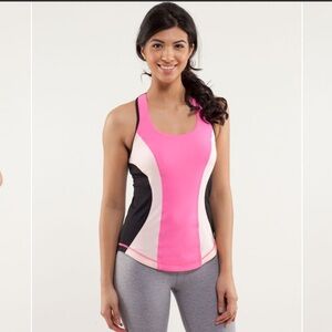 Lululemon Cardio Kick Tank Pinkelicious / Parfait Pink / Black - size 6